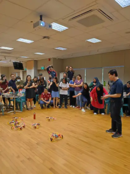 Teachers race robot cars at Blangah Rise Primary