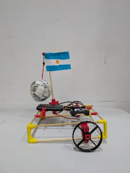 A cart flying the Argentina flag