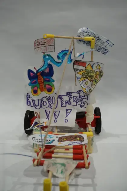 A butterfly-sign build at the Games