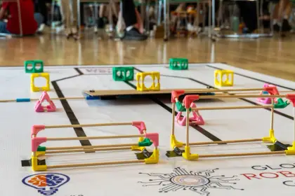 Obstacle rigs on the Global Robotics Games mat