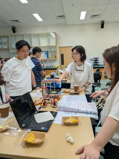 Teachers testing their car