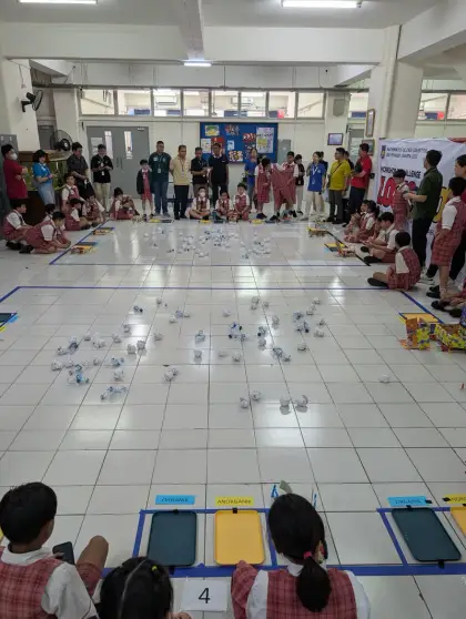 Watching the robots compete from above