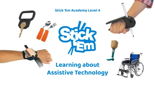 Stick ’Em Academy lesson cover: Learning about Assistive Technology